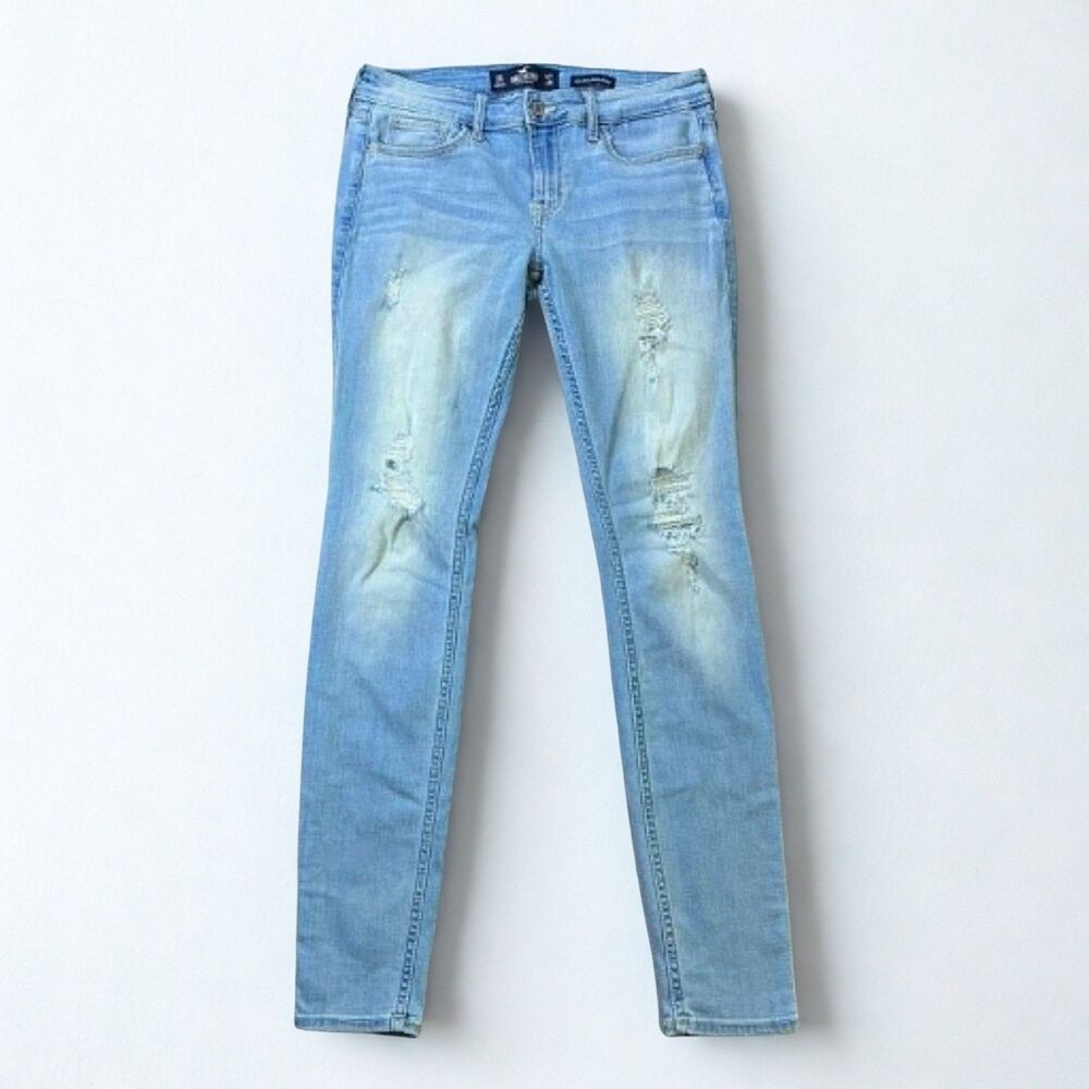 Hollister Jeans Womens 5R Low Rise Super Skinny Distressed Light Wash 30x29